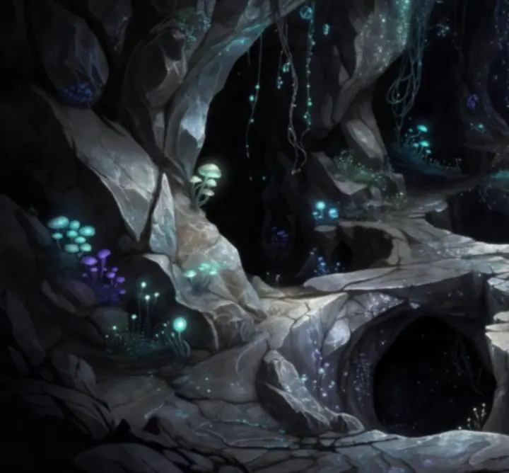 Caverne secrète de Silksong éclairée par une lumière douce et des éléments luminescents.