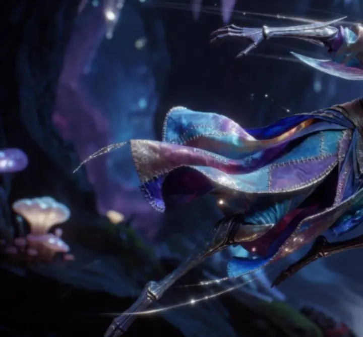 Animation fluide de personnages de Silksong dans un environnement féerique sombre
